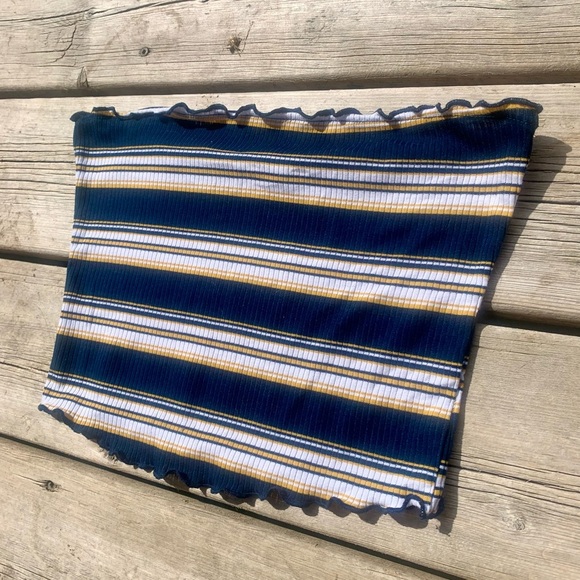 💛 Bluenotes Ribbed Striped Tube Top – Size Medium - Picture 3 of 5
